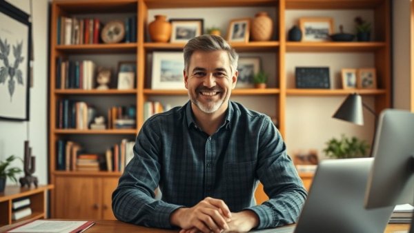 Man in home office discussing active vs passive real estate investing.