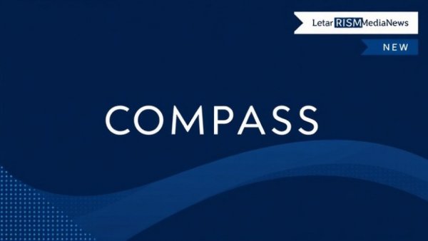 Compass logo on blue background with RISMedia branding