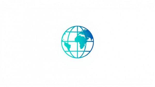 Minimalist blue and teal logo with stylized globe