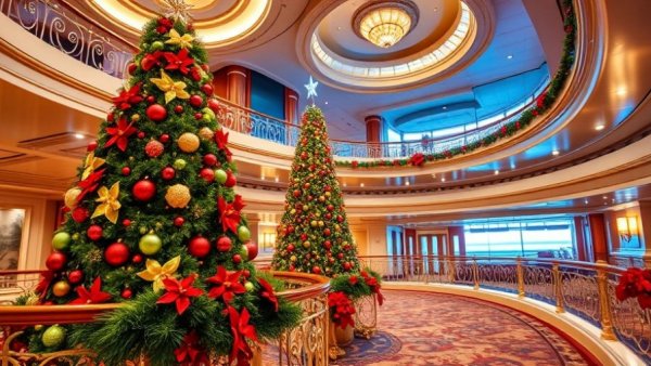 Christmas decorations on Disney Cruise Line’s Very Merrytime Cruises