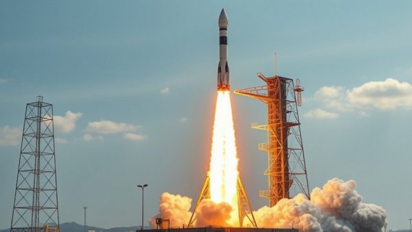 Starship rocket launching amid flames and smoke at Florida Space Coast