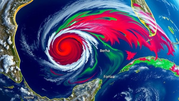 Tropical Storm Bertha satellite map showing storm patterns over the Gulf of Mexico.