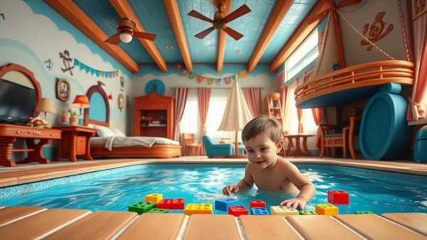 Family-friendly hotel Legoland Pirate Island vibrant scene