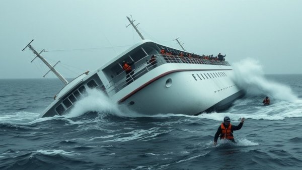 Guyana ferry safety incident with a capsized vessel and rescue efforts.