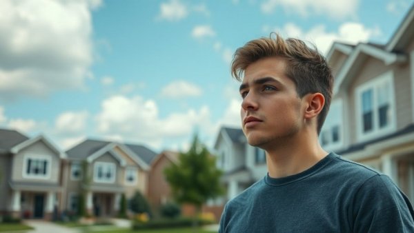 Young man pondering build vs. buy decision for rental property