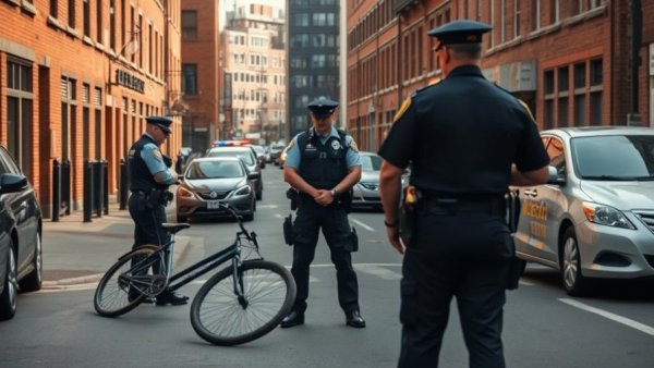 Madison Wisconsin police incident with officers on a city street.