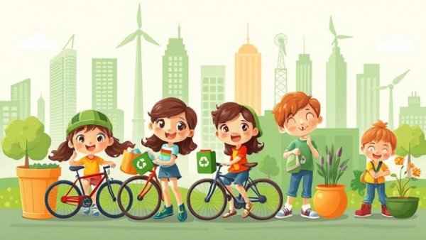 Illustration showcasing San Jose sustainability initiatives.