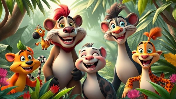 Animated characters enjoying experiences at Disney’s Animal Kingdom.