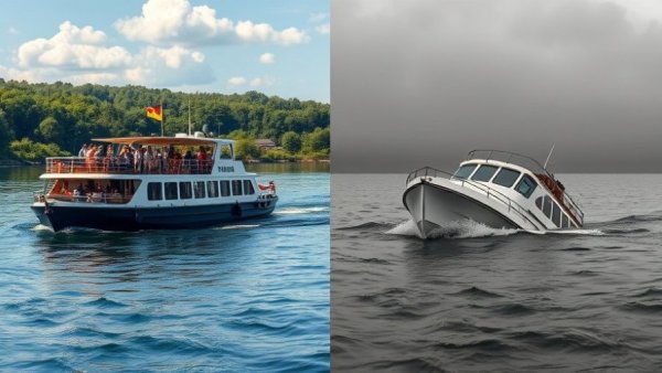 MV Barima incident, images of boat afloat and listing, negligence lawsuit context.