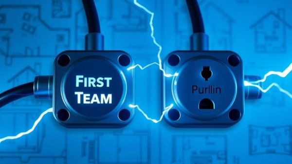 Power plugs labeled 'First Team' and 'Purlin' with arcing electricity