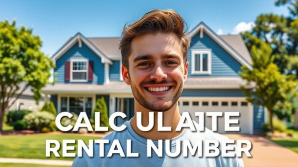 Young man analyzing rental property in 2026 with house background