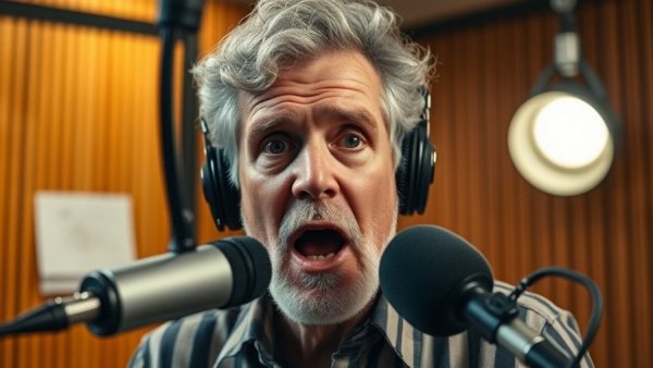 Older man passionately discussing ways to maximize your HSA in a radio studio.