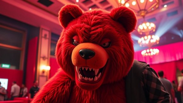 HamiKuma Halloween Horror Nights 2026 plush bear display in Orlando.