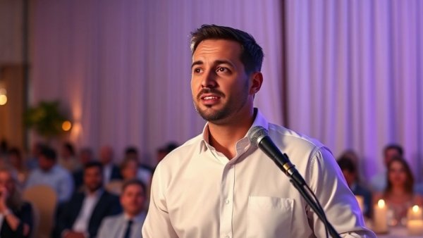Brooklyn Democrats event where a man speaks to an audience.