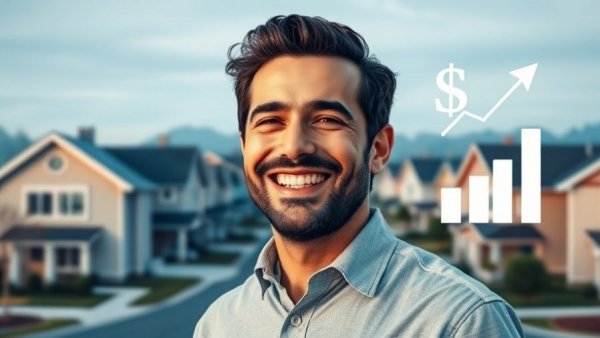 7-Property Retirement Plan concept with smiling man and house graphics.