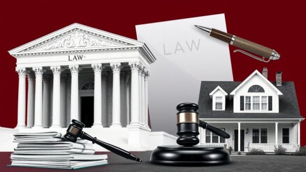 Compass transaction fee lawsuit dismissal symbolism with courthouse and gavel.