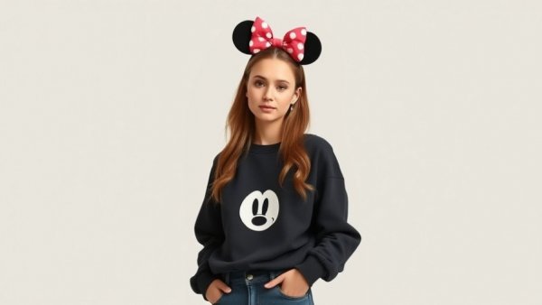 Macy's Disney Holiday Collection 2026 fashion model wearing themed outfit.