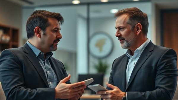 Two men discussing Solo 401(k) myths in an office setting.