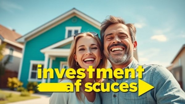 $6000 Monthly Cash Flow from Rentals highlighted by happy couple in front of teal house.