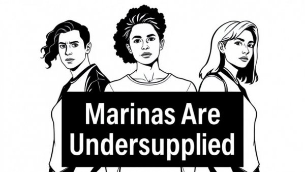 Marina Investment Strategy discussion panel illustration, black and white.