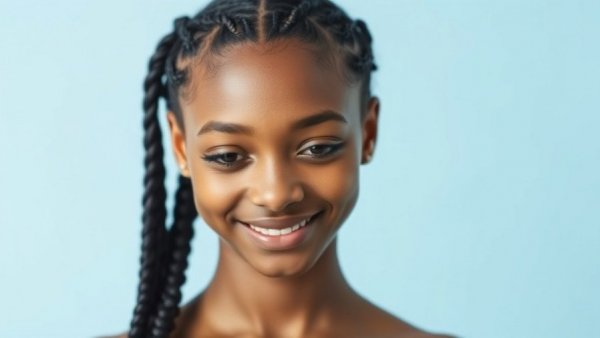 Portrait of young woman with braided hair, Caribbean heritage business Long Island.