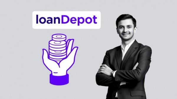 loanDepot NYSE notice illustration with coins and person.
