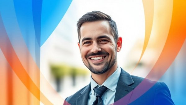 Professional man smiling, closing the gap between consumer expectations and experiences.