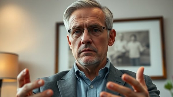 Living trust advice by middle-aged man in office setting