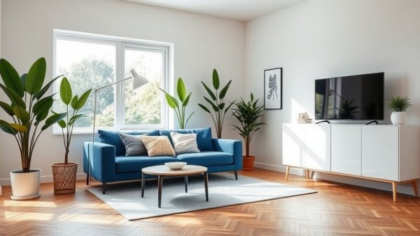Stylish living room for home preparation for real estate photography.