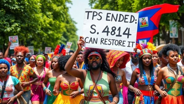 Haitians highlight TPS crisis at West Indian American Day Carnival, vibrant parade.