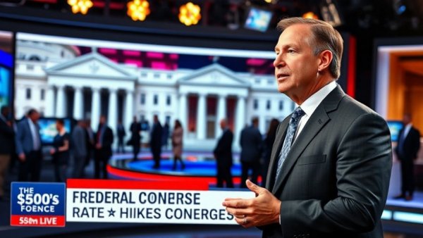 Federal Reserve rate hike concerns depicted on television broadcast