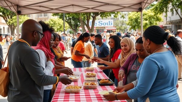 FSUMC Family Day Brooklyn food serving scene at community event.