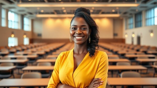 Confident speaker preparing for keynote speaking in finance