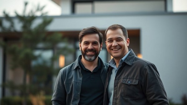 Localized real estate content promotional banner with two men.