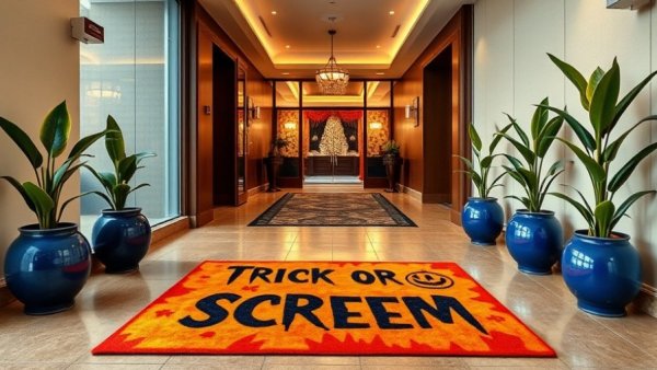 Halloween Time at Disneyland Resort Hotels entrance decorated for the season.