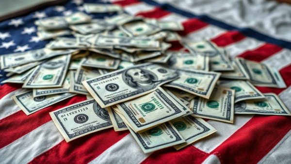 US dollar bills on American flag representing rising immigration fees.