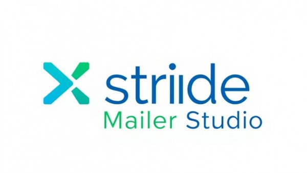 Stride Mailer Studio logo with arrow design for direct mail campaigns