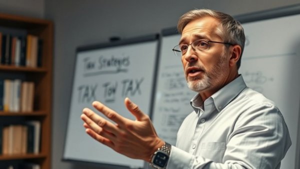 Man explaining tax deduction strategies on a whiteboard