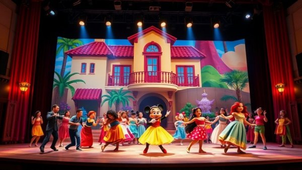 Disney Cruise Line theater show with vibrant animated performance