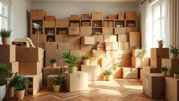 Micro-moving essentials packed in a cozy living room.