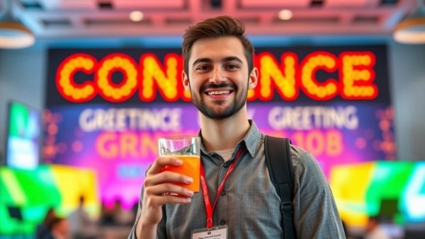 Employee of the Month behavior, confident young man at conference.