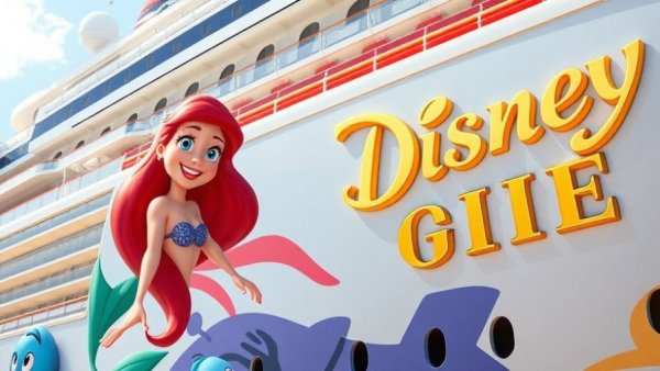 Vibrant Disney Cruise decoration in Japan featuring Ariel