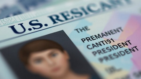 Close-up of U.S. Permanent Resident card, symbolizing immigration.