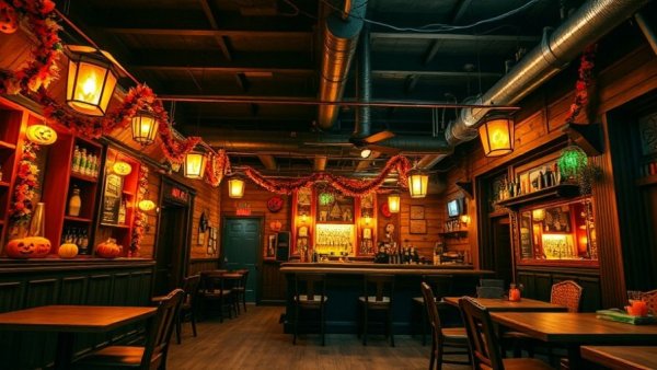 Halloween-themed decor at Jock Lindsey's Hangar Bar