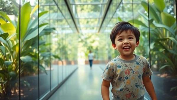Rainy Day Adventures in Orlando: Kids explore a glass bridge.