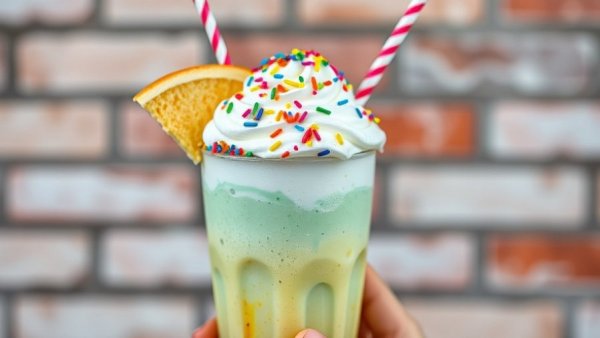 Colorful milkshake with cake and sprinkles at Universal CityWalk Orlando