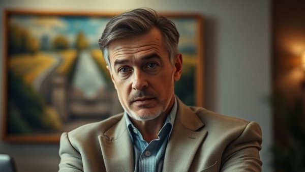 Middle-aged man in beige blazer discussing rental loss deductions IRS.