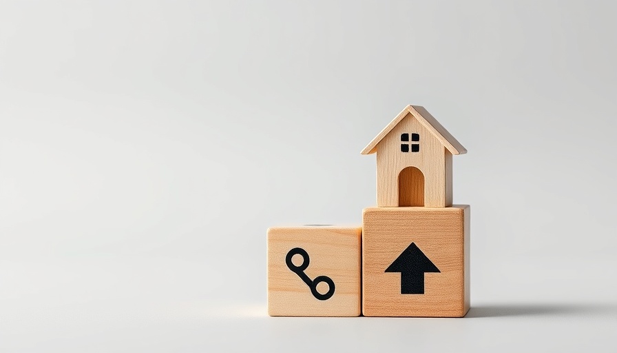 Home equity representation: blocks with house and economic symbols.