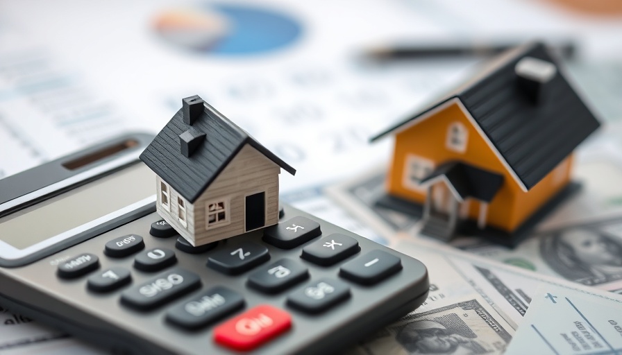Macro view of mortgage trends with financial tools and house model.