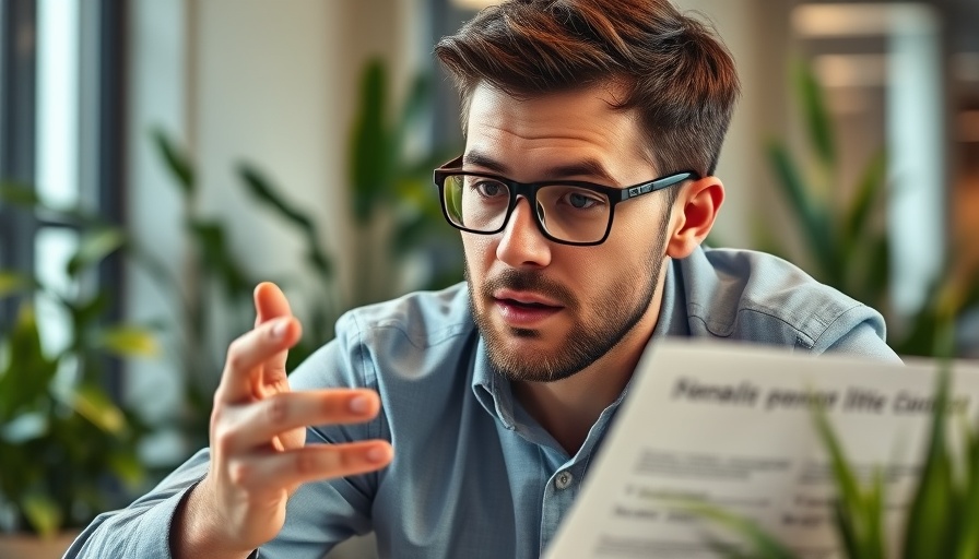 Man discussing 17% return on property flip in office.